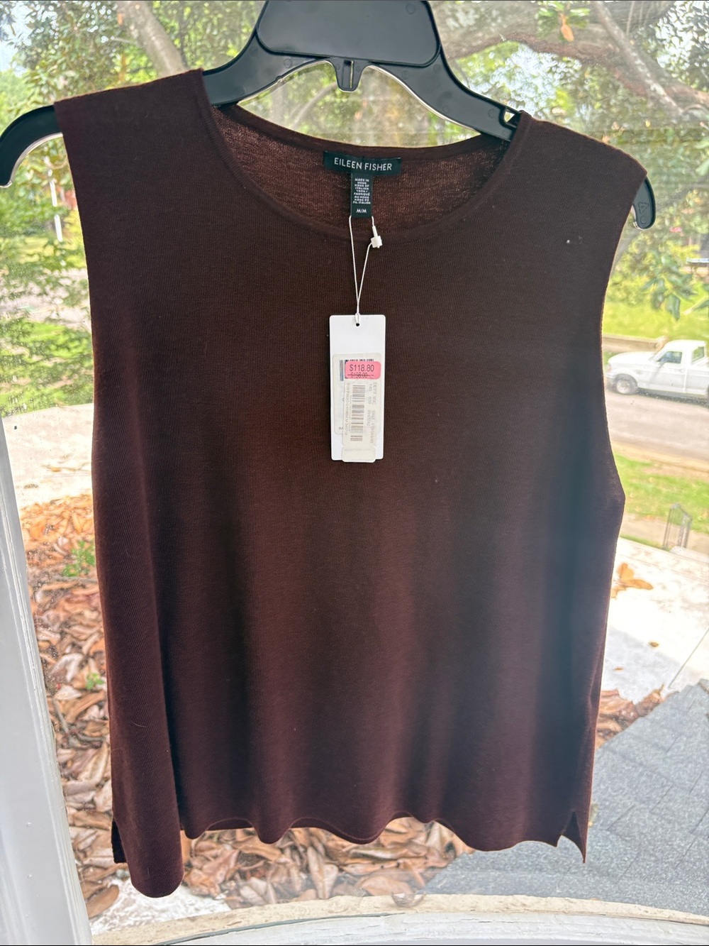 Eileen Fisher Dark Brown Sleeveless Knit Tank